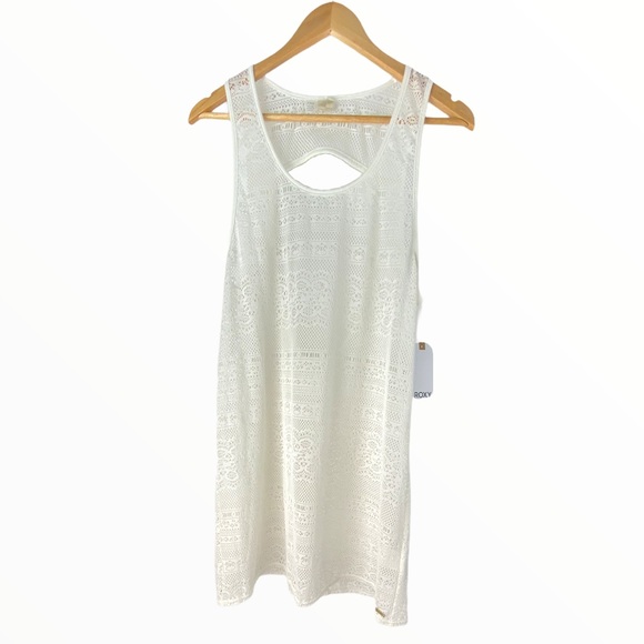 Roxy Other - White Swim Cover Up Dress Bikini Crochet NWT XL